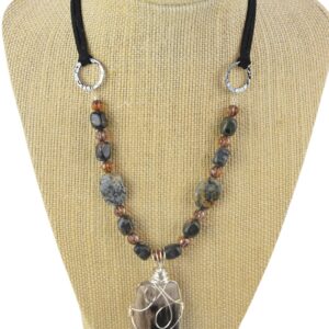 Petrified Wood Vegan Suede Necklace