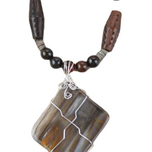 Petrified Wood Vegan Suede Necklace