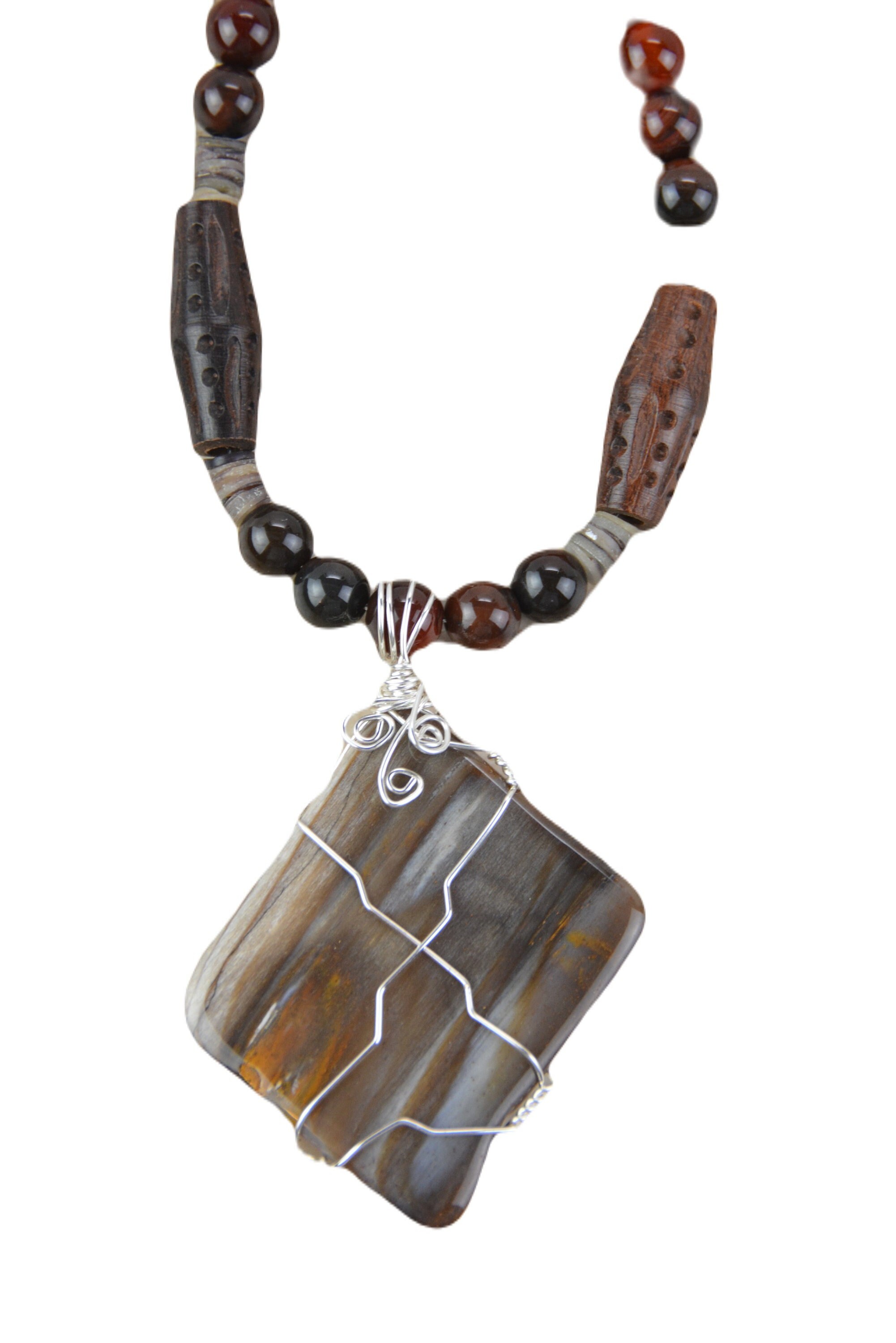 Petrified Wood Vegan Suede Necklace