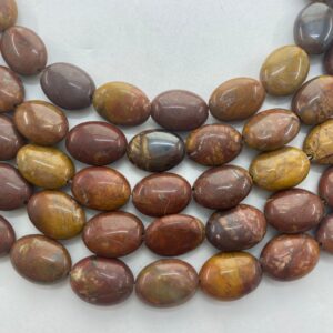 10x14mm Oval Red Wooden Jasper Beads. 15" Strand Of High Quality Beads, 29 Per Strand. Petrified Wood. Also Called Wooden Agate.