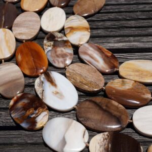 Petrified Wood 23-30mm Oval Flat Beads (etb00532)