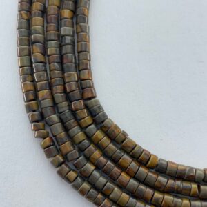 4mm Dark Petrified Wood Gemstone Beads. 15" Strand Of Heishi Beads. Wooden Agate Beads.