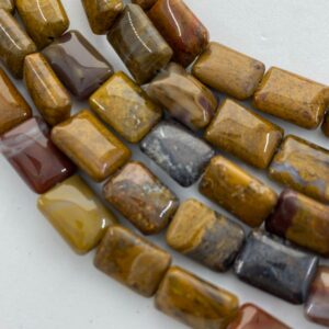 8x10mm Rectangle Wooden Agate Beads. 15" Strand Of Rich Brown Petrified Wood Beads, Approx. 37 Per Strand. Wooden Jasper Beads.