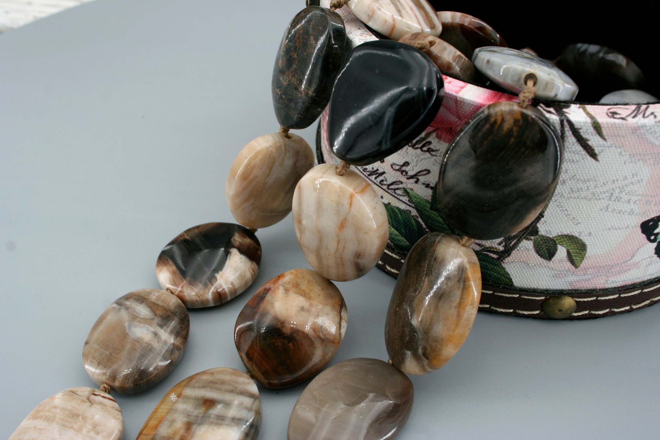 Petrified Wood Beads:  (etb01450) Freeform Gemstone Strand