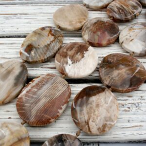Petrified Wood Freeform Beads, Gemstone Necklace Strand (28-37mm)