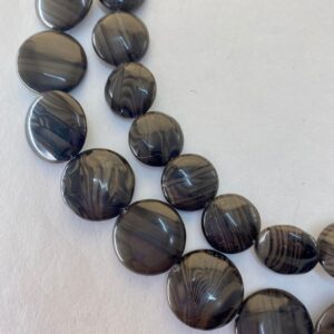 Lace Petrified Wood Gemstone Beads, Available In 14mm And 18mm. 15" Strand Of Black And Brown Banded Beads. Wooden Jasper. Antique Jasper.