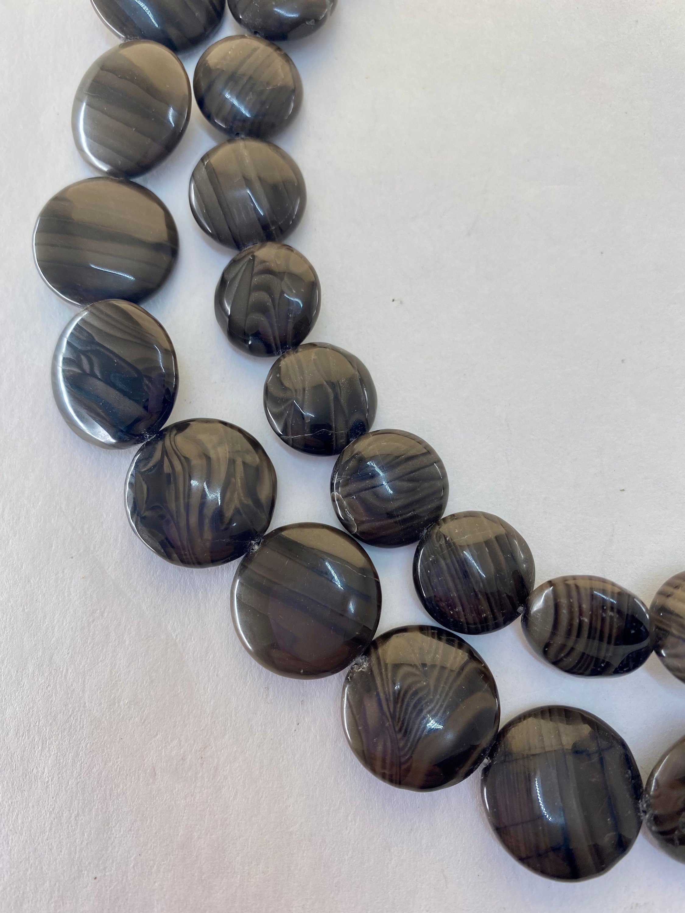Lace Petrified Wood Gemstone Beads, Available In 14mm And 18mm. 15" Strand Of Black And Brown Banded Beads. Wooden Jasper. Antique Jasper. Lace Petrified Wood Gemstone Beads, Available In 14mm And 18mm. 15" Strand Of Black And Brown Banded Beads. Wooden Jasper. Antique Jasper.