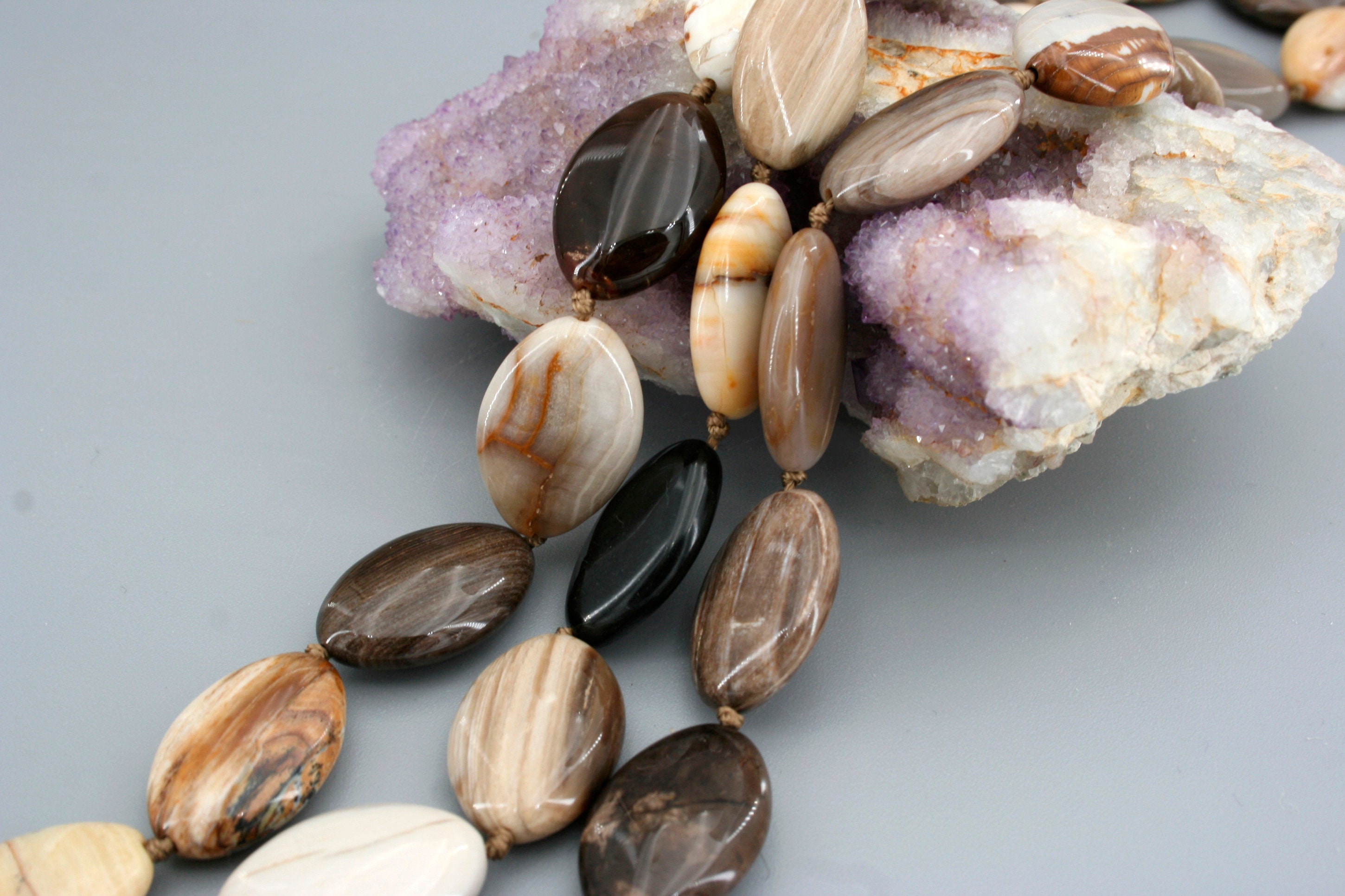 Petrified Wood Marquise Beads 16" Strand, Fossilized Gemstone Necklace Petrified Wood Marquise Beads 16" Strand, Fossilized Gemstone Necklace