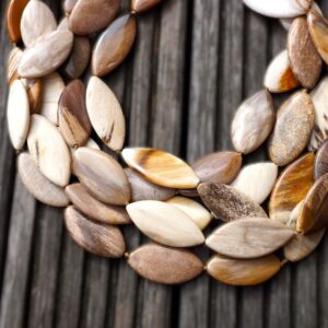 Petrified Wood Marquise Beads 13-15.5mm (etb00527) Unique Jewelry/vintage Jewelry