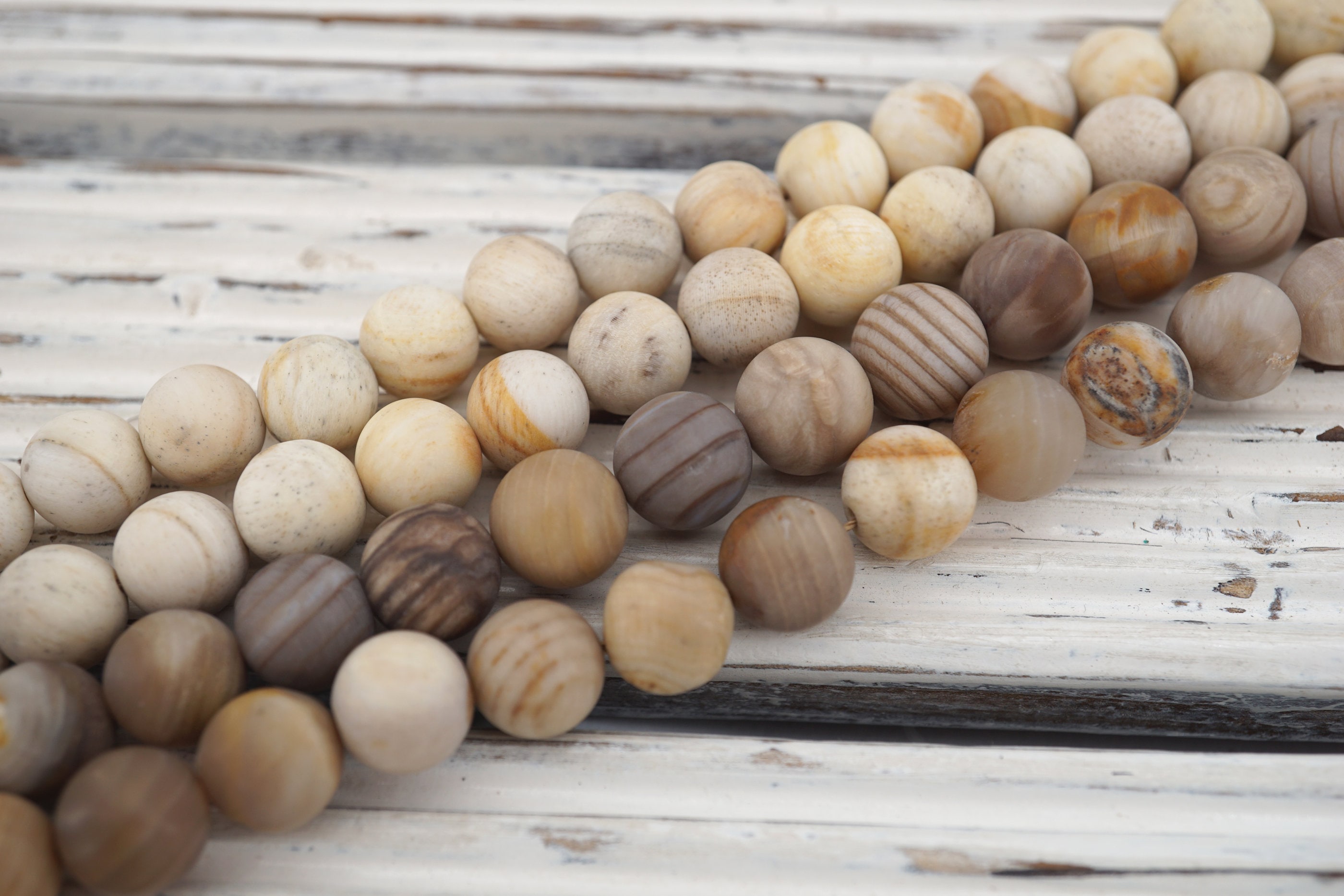 Matte Petrified Wood Beads 8.5-9.5mm, 16 Inch Strand Matte Petrified Wood Beads 8.5-9.5mm, 16 Inch Strand