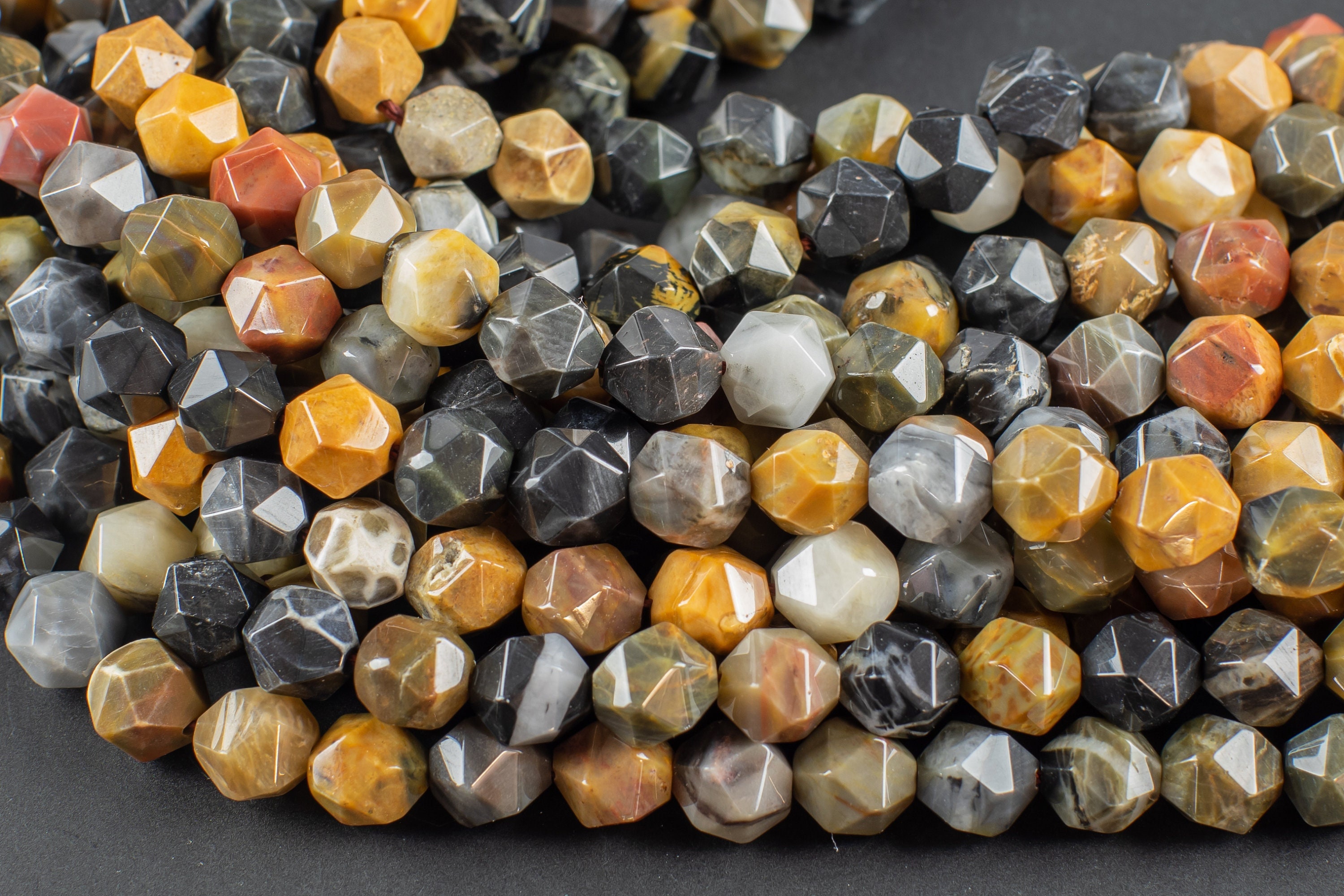 Natural Petrified Wood- Hexagon Shape- Grade A High Quality- 8mm And 10mm- Full Strand 16" Aaa Quality Gemstone Beads Natural Petrified Wood- Hexagon Shape- Grade A High Quality- 8mm And 10mm- Full Strand 16" Aaa Quality Gemstone Beads