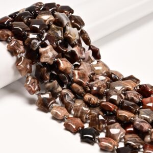 Natural Petrified Wood Five-pointed Star Shape Beads Size 15mm 15.5" Strand