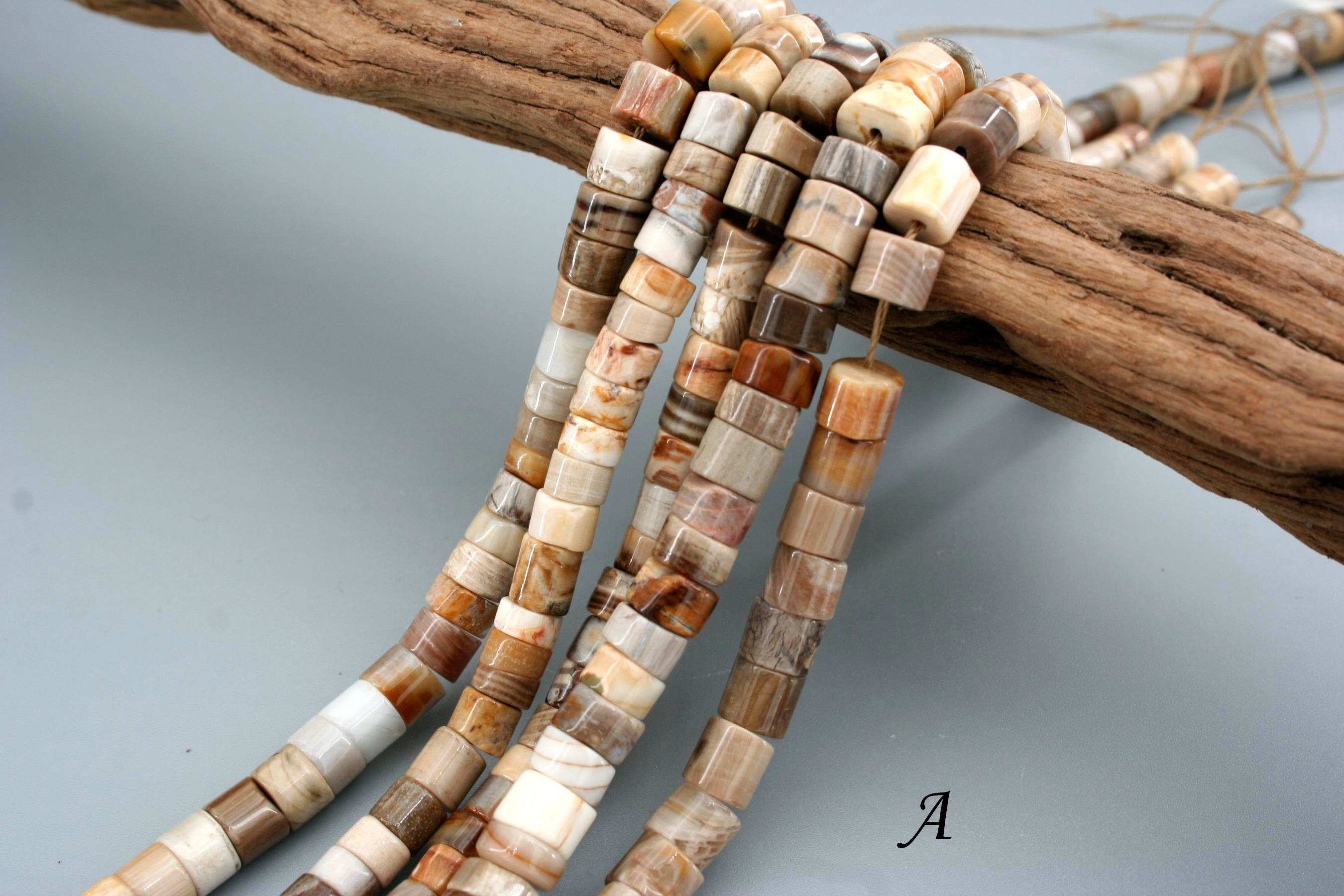 Petrified Wood Opalite Cylinder Beads 6-8mm(etb00964)