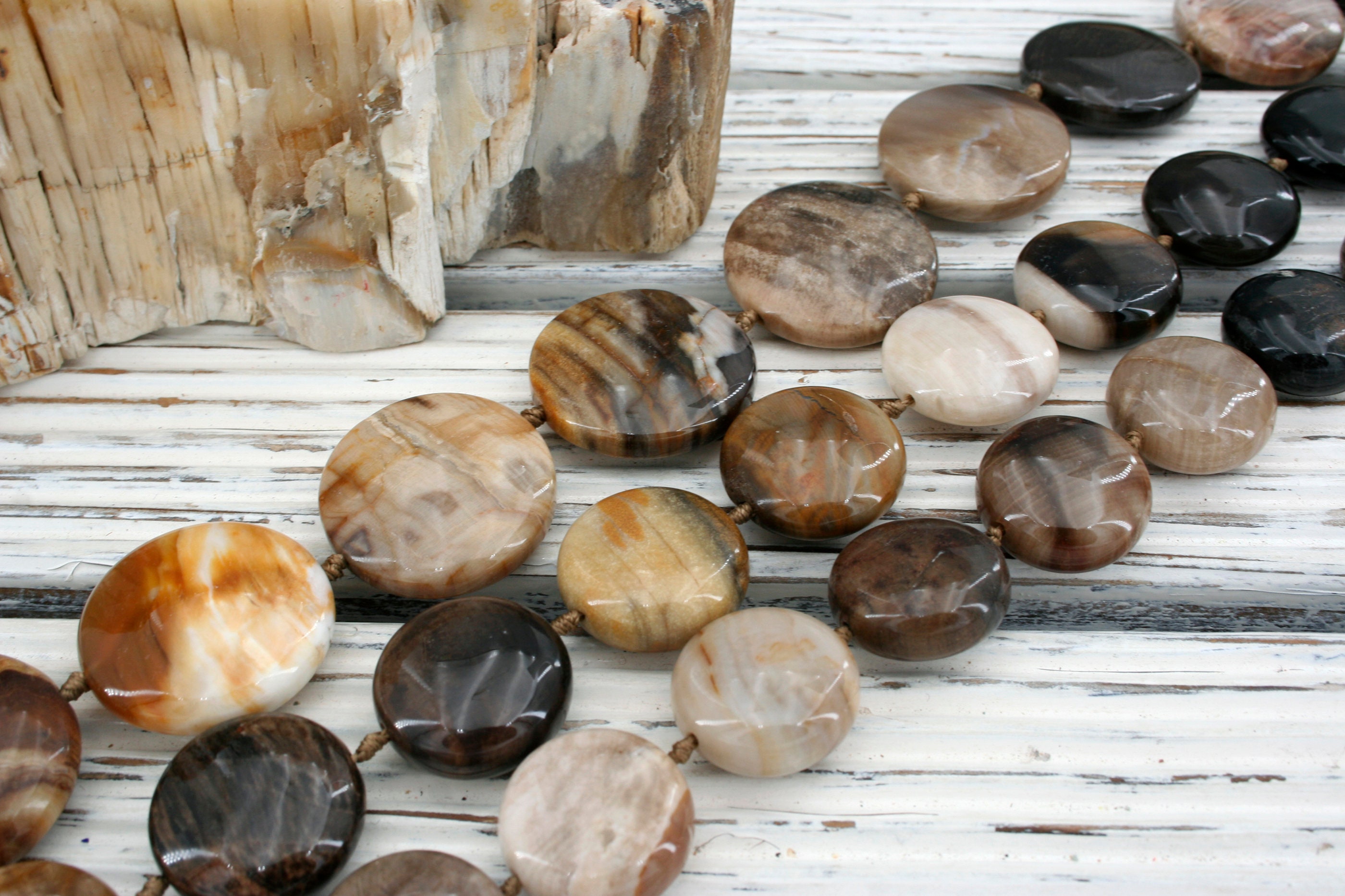 Petrified Wood Opalite Button Beads,(etb01517) Petrified Wood Opalite Button Beads,(etb01517)