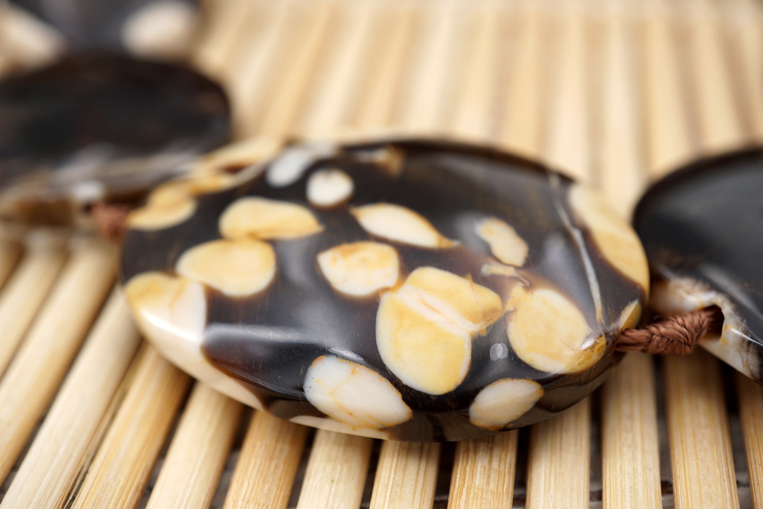 Peanut Wood Fossil Beads Strand, Polished Petrified Wood