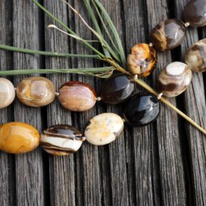 Peanut Wood Fossil Beads, Australian Petrified Wood (etb00593)
