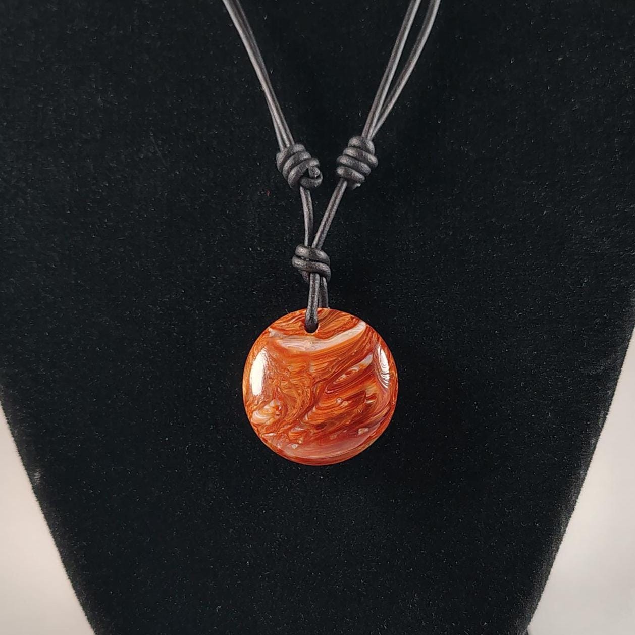 Petrified Wood Pendant Adjustable Leather Necklace Handmade By Chris Hay