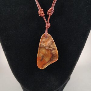 Petrified Wood Pendant Adjustable Leather Necklace Handmade By Chris Hay