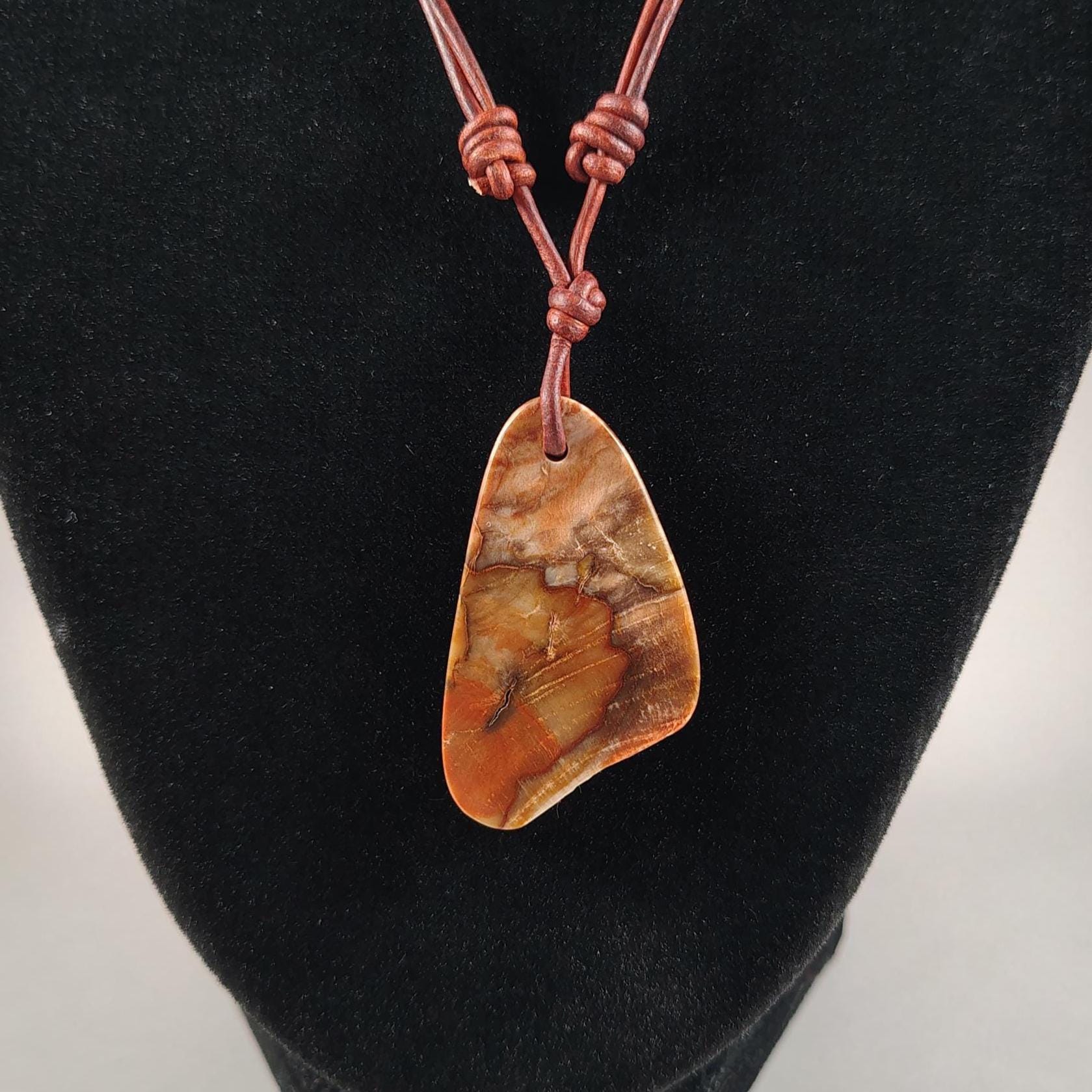 Petrified Wood Pendant Adjustable Leather Necklace Handmade By Chris Hay Petrified Wood Pendant Adjustable Leather Necklace Handmade By Chris Hay