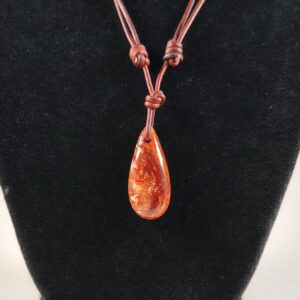 Petrified Wood Pendant Adjustable Leather Necklace Handmade By Chris Hay