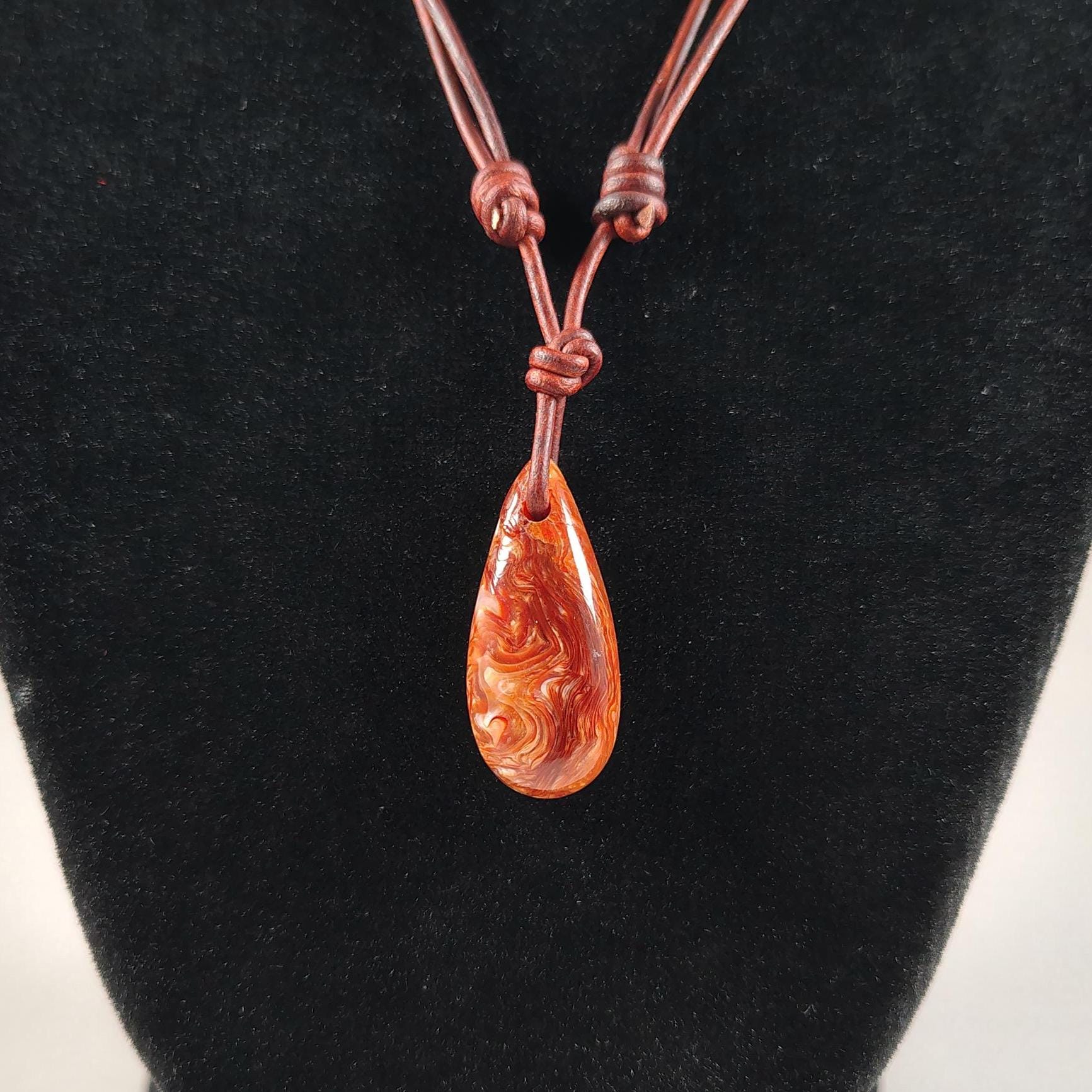 Petrified Wood Pendant Adjustable Leather Necklace Handmade By Chris Hay Petrified Wood Pendant Adjustable Leather Necklace Handmade By Chris Hay