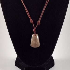 Petrified Wood Pendant Adjustable Leather Necklace Handmade By Chris Hay