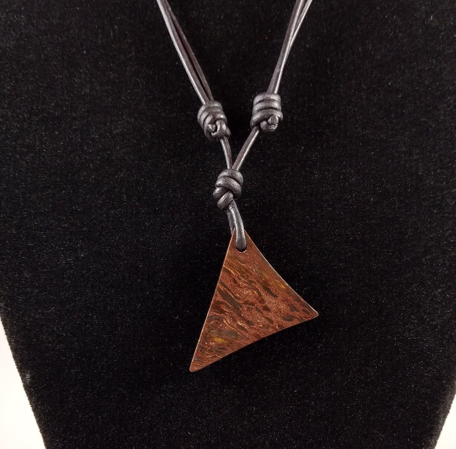 Petrified Wood Pendant Adjustable Leather Necklace Handmade By Chris Hay