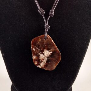 Petrified Wood Pendant Adjustable Leather Necklace Handmade By Chris Hay