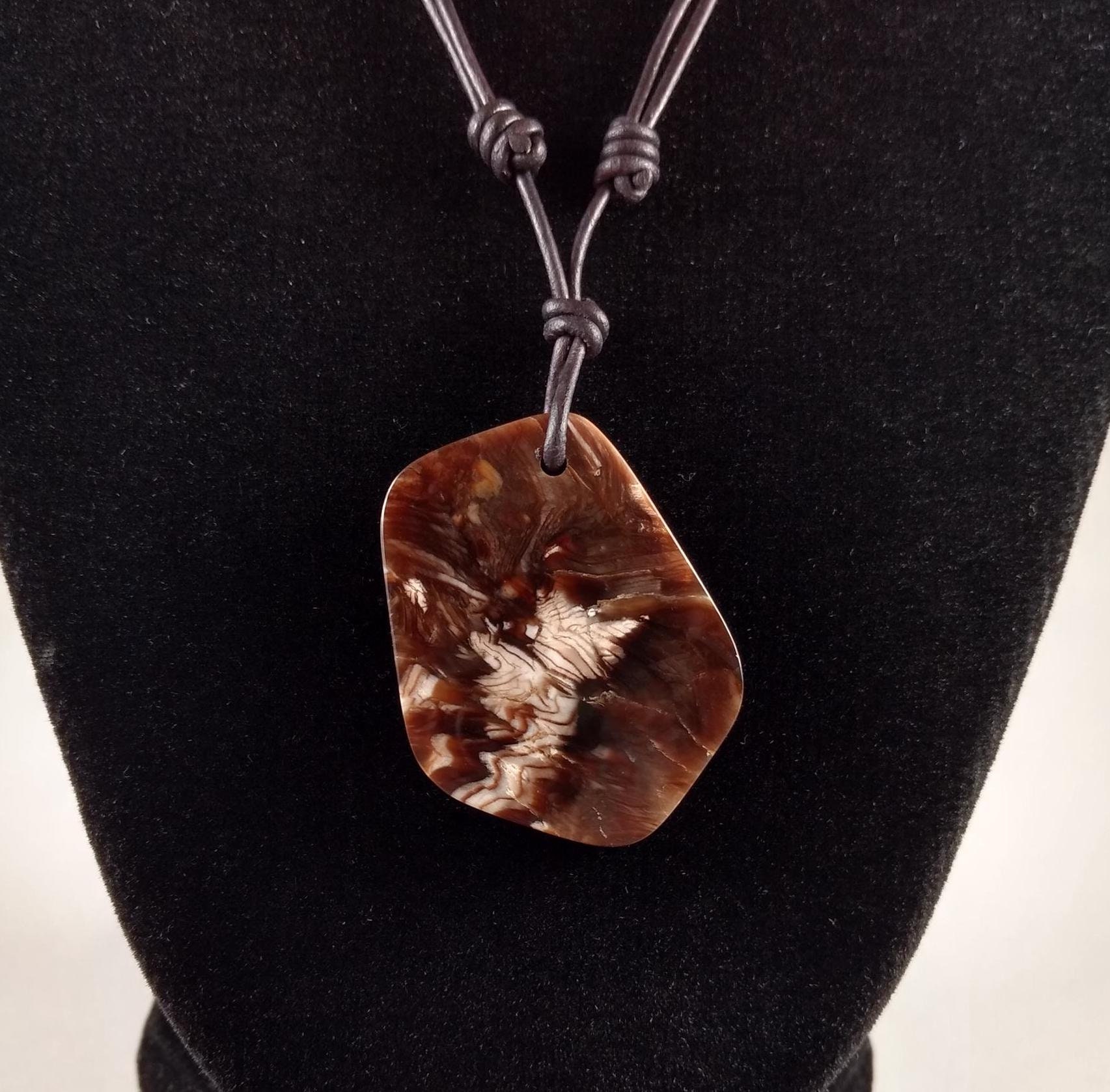 Petrified Wood Pendant Adjustable Leather Necklace Handmade By Chris Hay Petrified Wood Pendant Adjustable Leather Necklace Handmade By Chris Hay