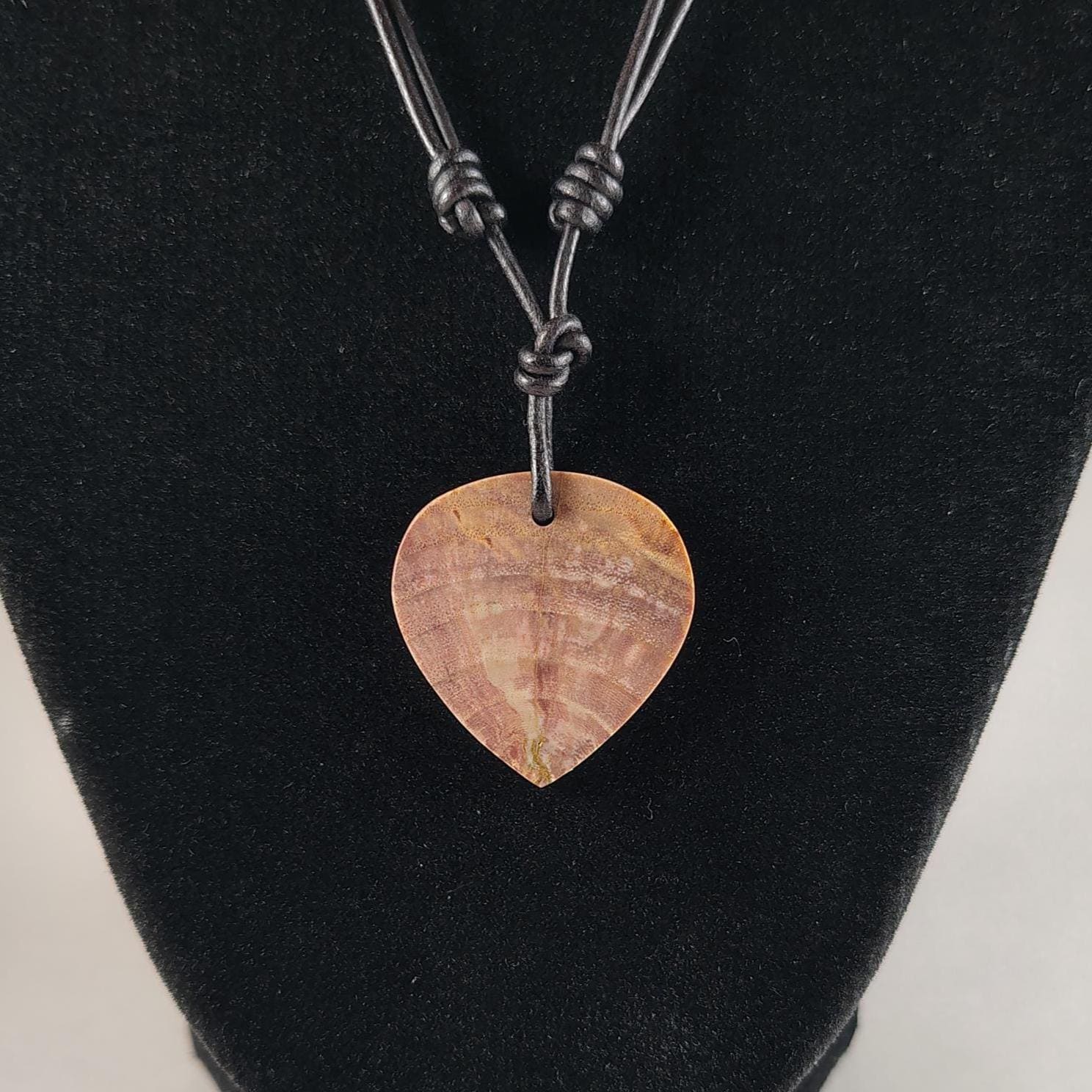 Petrified Wood Pendant Adjustable Leather Necklace Handmade By Chris Hay