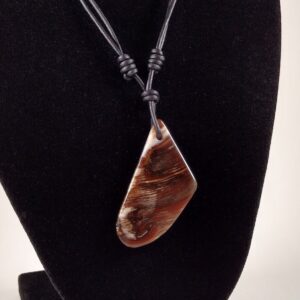 Petrified Wood Pendant Adjustable Leather Necklace Handmade By Chris Hay