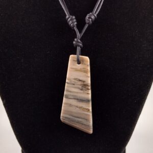 Petrified Wood Pendant Adjustable Leather Necklace Handmade By Chris Hay