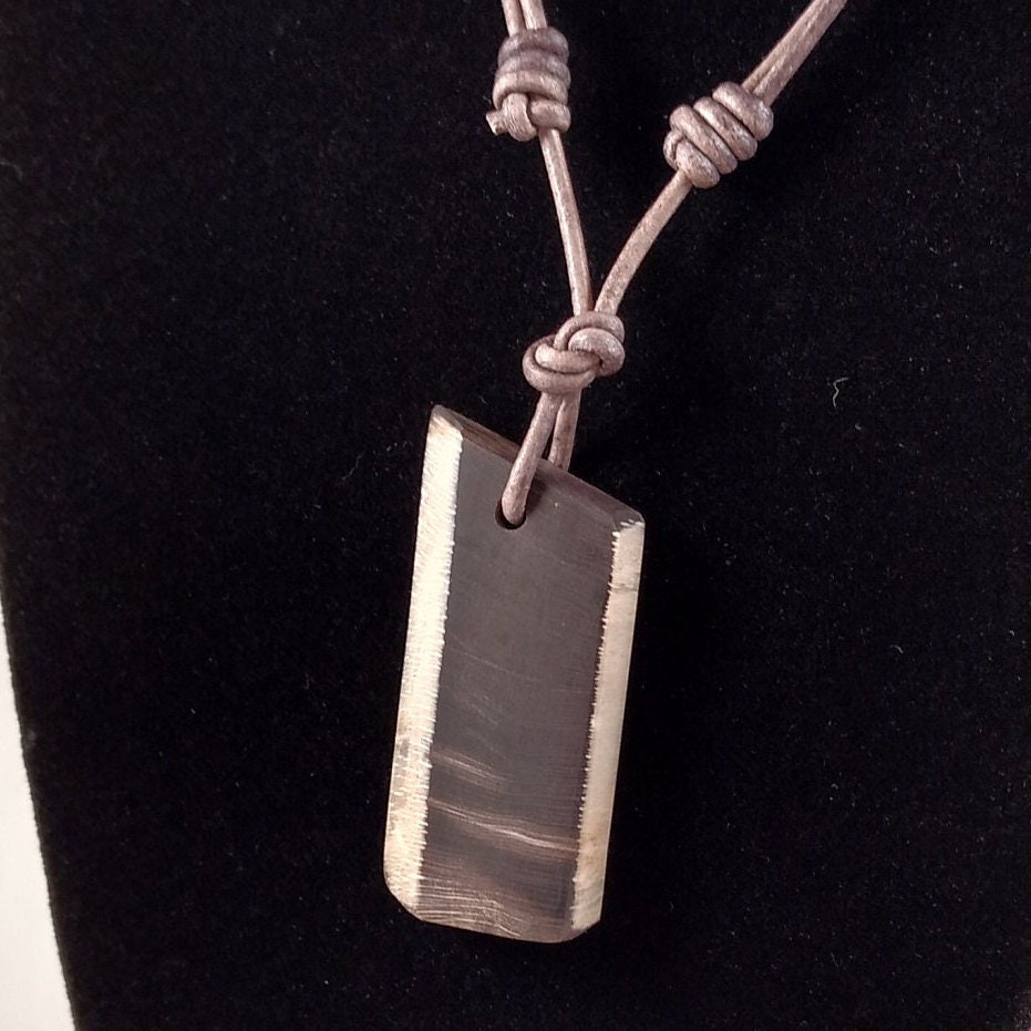 Petrified Wood Pendant Adjustable Leather Necklace Handmade By Chris Hay Petrified Wood Pendant Adjustable Leather Necklace Handmade By Chris Hay