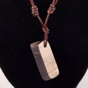 Petrified Wood Pendant Adjustable Leather Necklace Handmade by Chris Hay