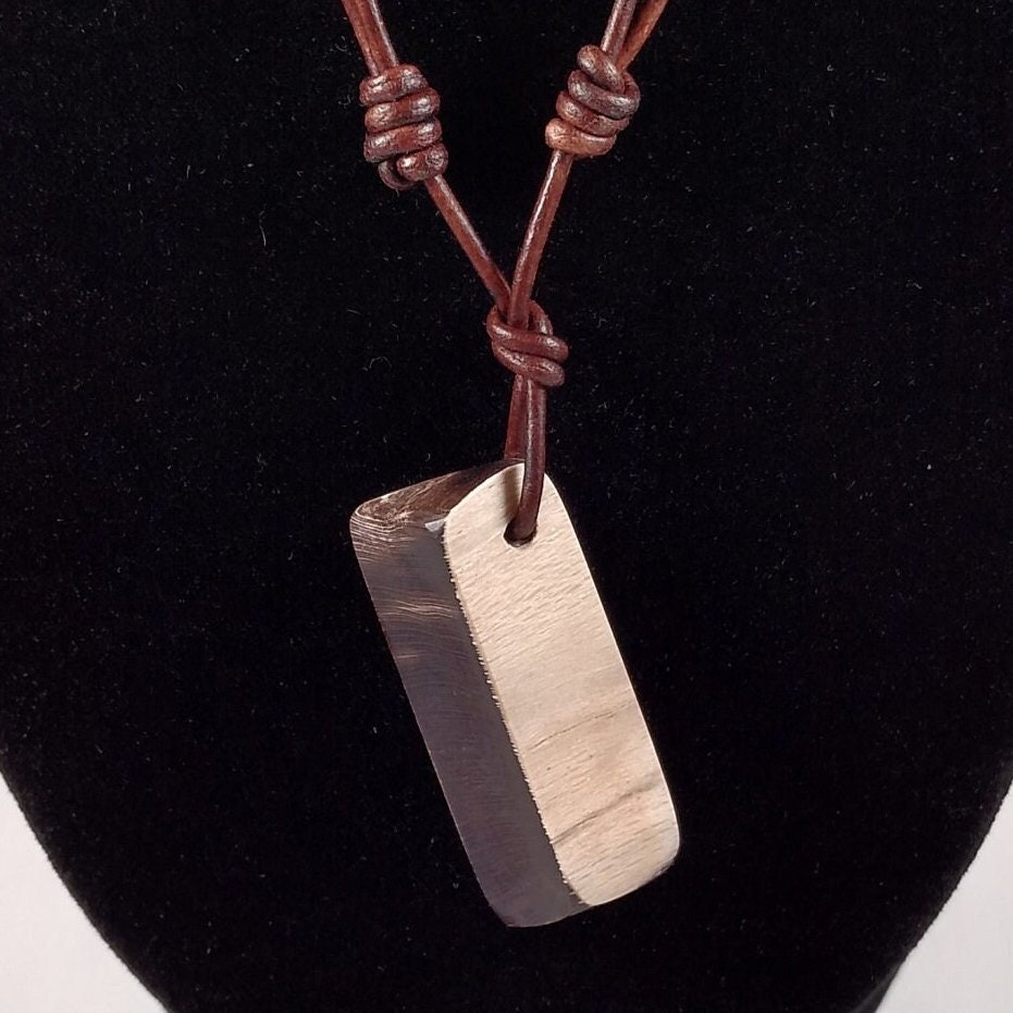 Petrified Wood Pendant Adjustable Leather Necklace Handmade By Chris Hay