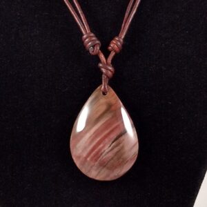 Petrified Wood Pendant Adjustable Leather Necklace Handmade By Chris Hay