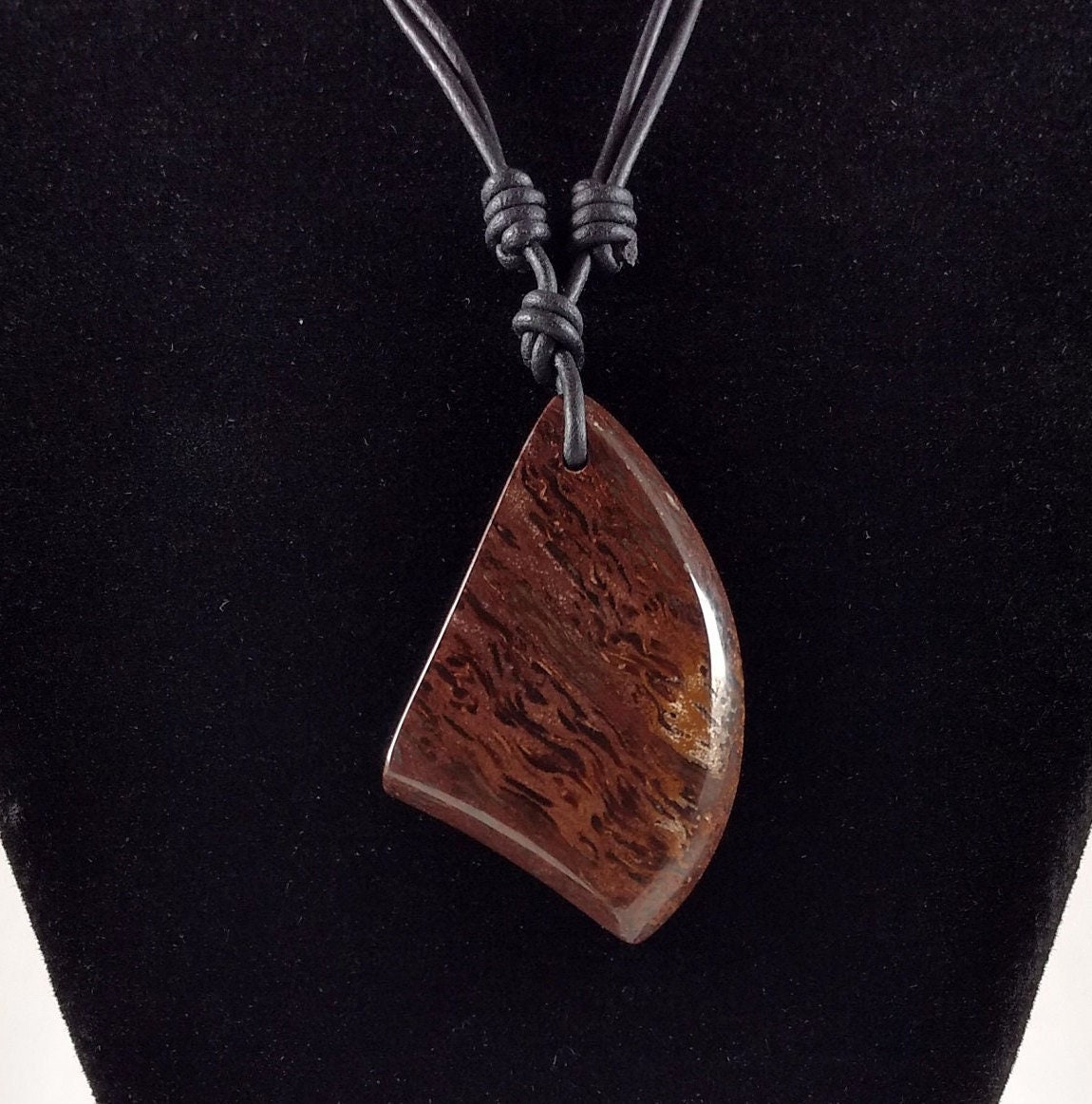 Petrified Wood Pendant Adjustable Leather Necklace Handmade By Chris Hay