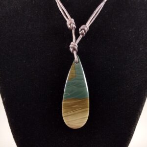 Petrified Wood Pendant And Adjustable Leather Necklace Handmade By Chris Hay