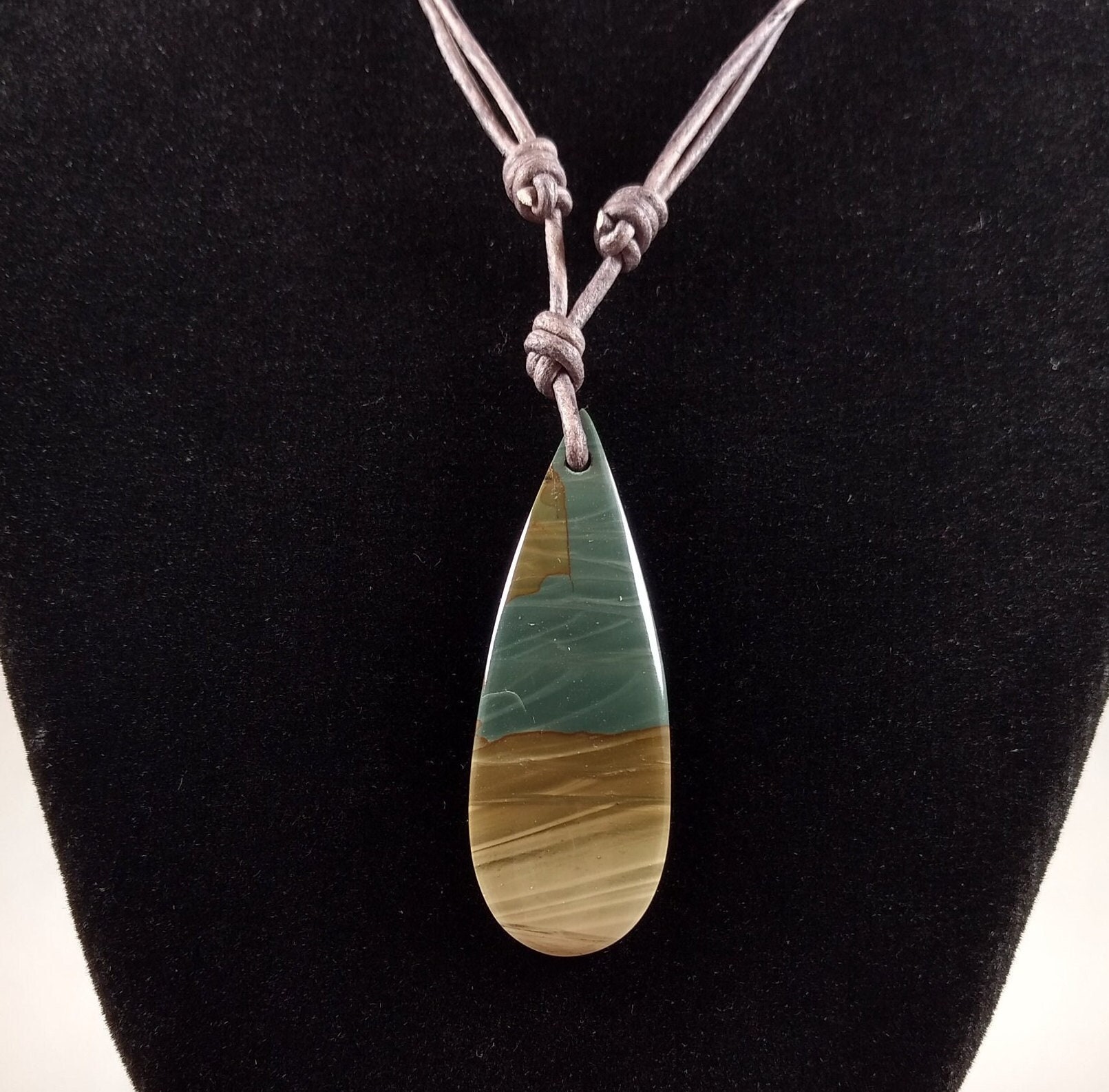 Petrified Wood Pendant And Adjustable Leather Necklace Handmade By Chris Hay Petrified Wood Pendant And Adjustable Leather Necklace Handmade By Chris Hay
