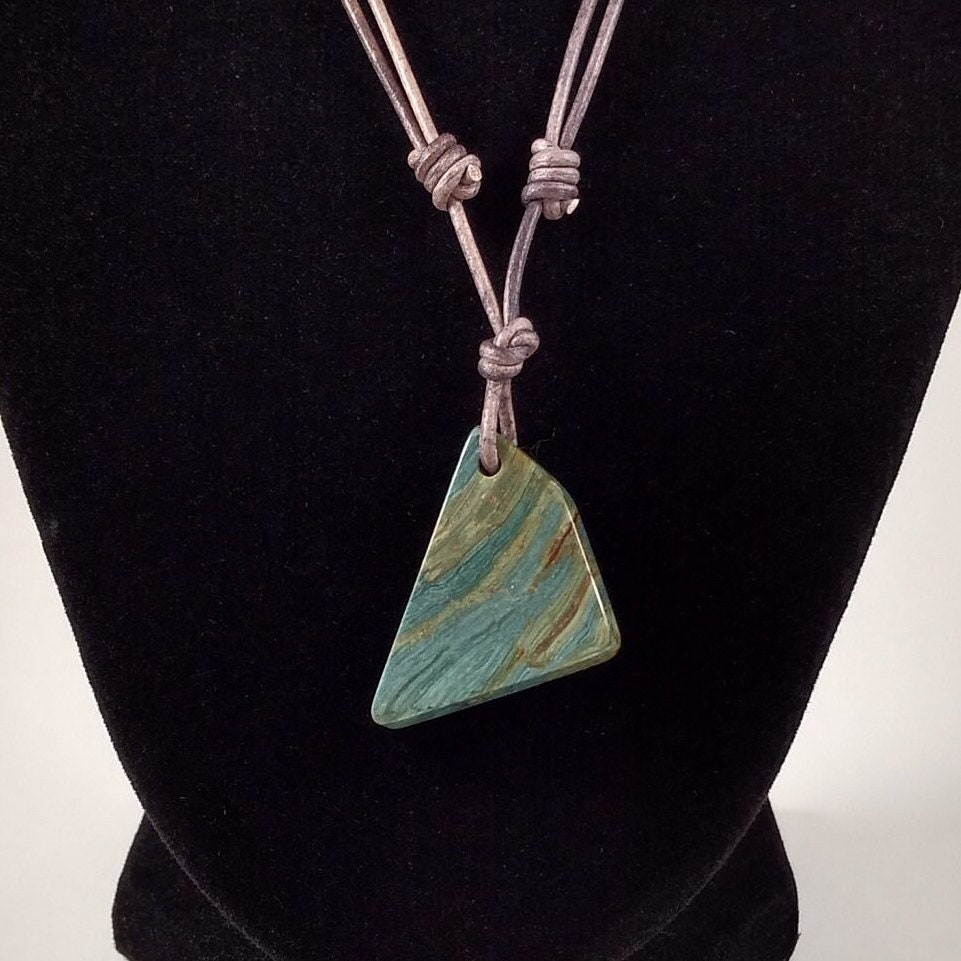 Petrified Wood Pendant And Adjustable Leather Necklace Handmade By Chris Hay