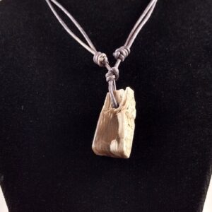 Petrified Wood Pendant And Adjustable Leather Necklace Handmade By Chris Hay
