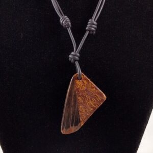 Petrified Wood And Miriam Jasper Pendant Adjustable Leather Necklace Handmade By Chris Hay