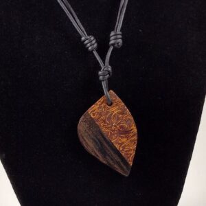 Petrified Wood And Miriam Jasper Pendant Adjustable Leather Necklace Handmade By Chris Hay
