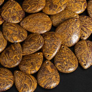 Natural Brown Petrified Wood Jasper Pendant-teardrop Shape Petrified Wood Jasper Top Drilled Cabochon Gemstone Pendant