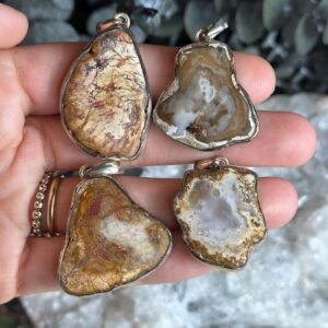 Petrified Wood Pendant Necklace .925 Sterling Silver