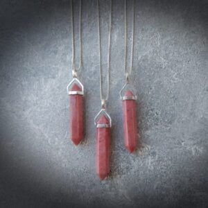 Pink Petrified Wood Necklace • Pink Petrified Wood Point Pendant Sterling Silver