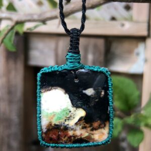 PETRIFIED WOOD UNIQUE Necklace, Fossil Stone Pendant, Macrame Jewelry