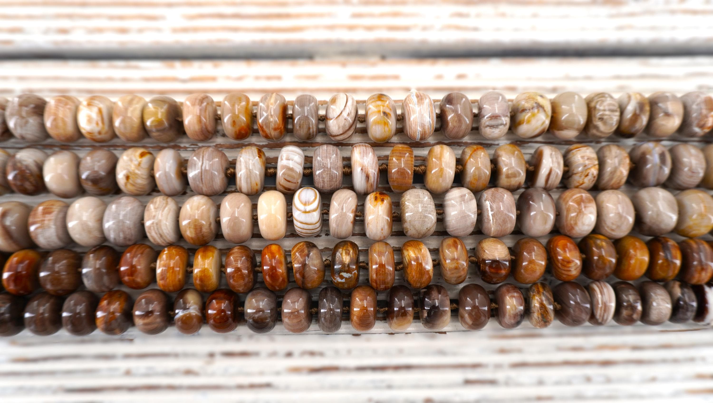 Petrified Wood Rondelle Beads 17-18mm (etb00405) Unique Jewelry/vintage Jewelry