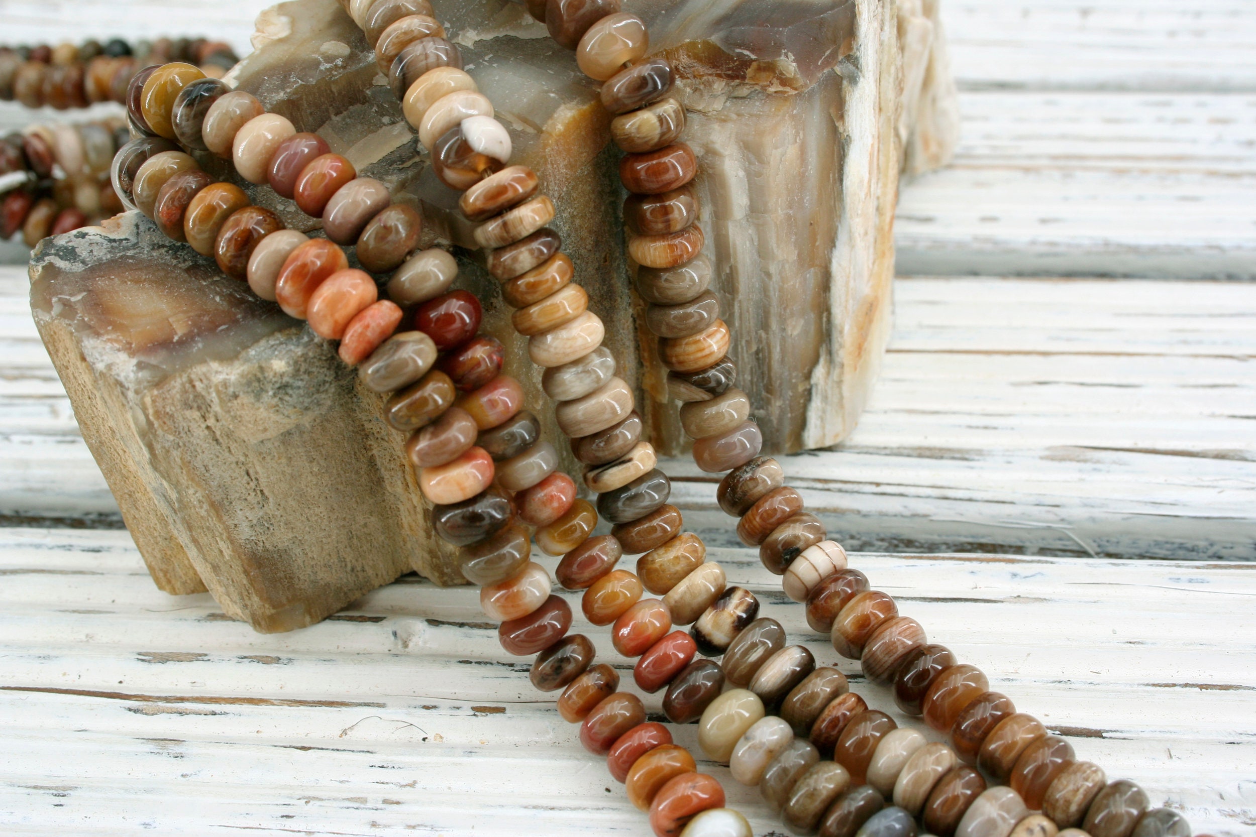 Petrified Wood Rondelle Beads, 6-7mm Strand (etb01495)
