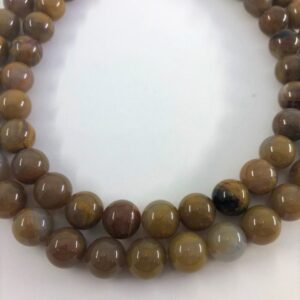 12mm Petrified Wood Beads. 15” Strand Of Yellow-brown Round Beads, Roughly 33 Beads Per Strand. Wooden Agate Beads.